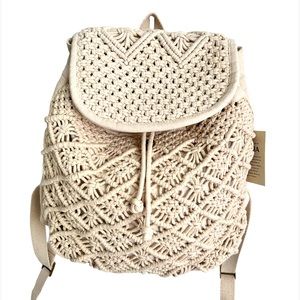 Handcrafted In India Macrame Cotton backpack NWT